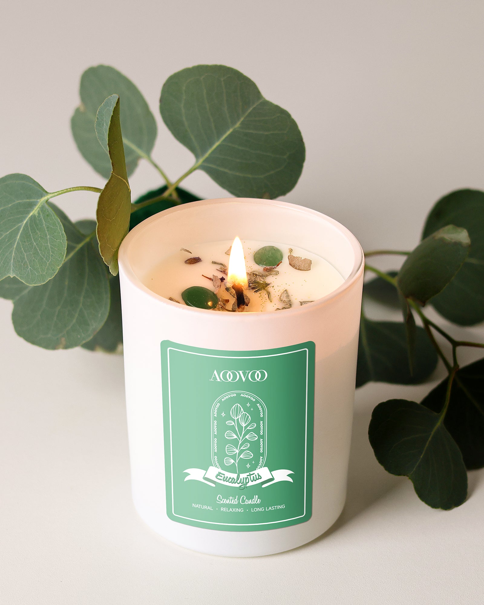 AOOVOO Crystal Candle – Eucalyptus Harmony